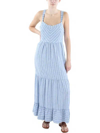 Z Supply Womens Striped Long Maxi Dress In Blue