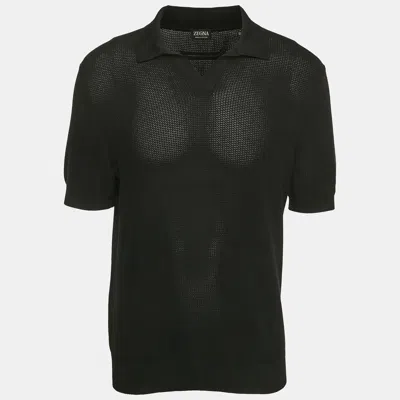 Pre-owned Z Zegna Black Knit Cotton Polo T-shirt M