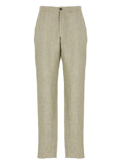 Z Zegna Button Detailed Straight Leg Trousers In Green