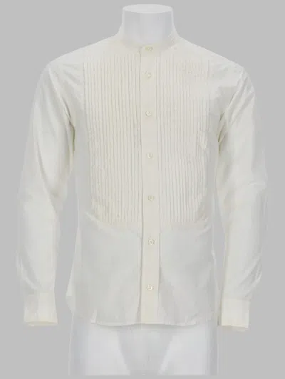 Z Zegna Long Sleeve Cotton Shirt With Band Collar In White