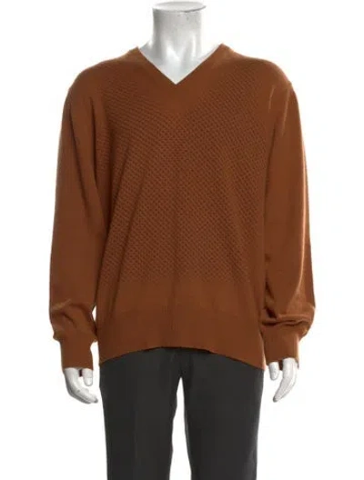 Pre-owned Z Zegna Cashmere Patterned Pullover In Brown