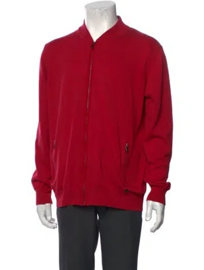 Pre-owned Z Zegna Collar Long Sleeve Cardigan In Red