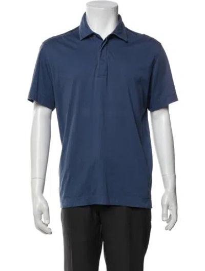 Pre-owned Z Zegna Collar Short Sleeve Polo Shirt In Blue
