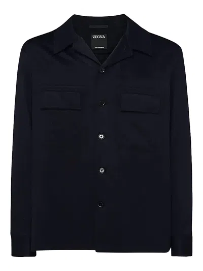 Z Zegna Dark Blue Wool Casual Jacket