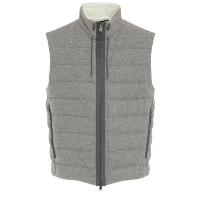 Z Zegna Elements Oasi Drawstring Quilted Vest In Grey
