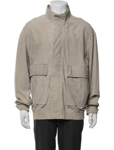 Pre-owned Z Zegna Goat Leather Utility Jacket In Neutral