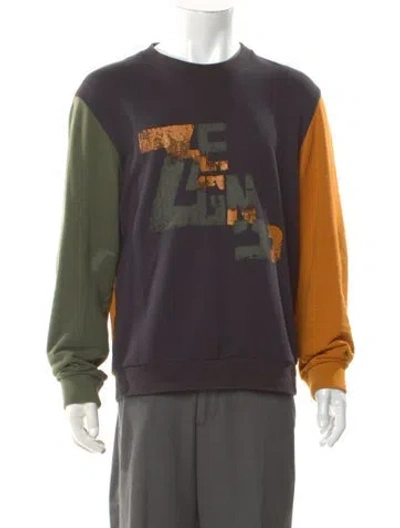 Pre-owned Z Zegna Graphic Print Crew Neck Pullover In Green