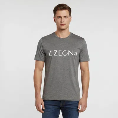 Pre-owned Z Zegna Grey Printed Short Sleeve T-shirt Xl In Gray