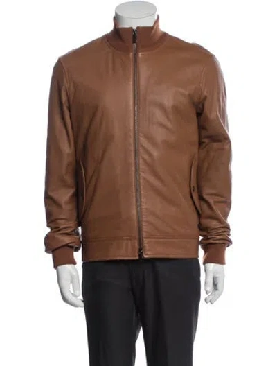 Pre-owned Z Zegna Lambskin Bomber Jacket In Brown