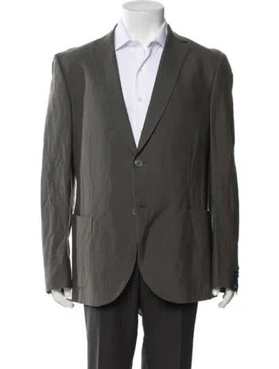 Pre-owned Z Zegna Linen Peacoat In Gray