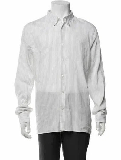 Pre-owned Z Zegna Linen Striped Dress Shirt In White
