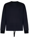 Z ZEGNA ZEGNA LOGO EMBROIDERED DRAWSTRING HEM CREWNECK SWEATSHIRT