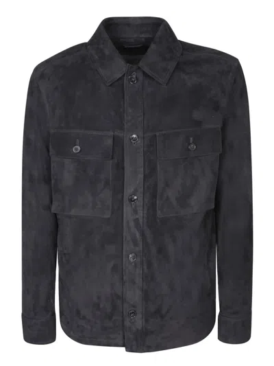 Z Zegna Long Sleeved Buttoned Overshirt In Black