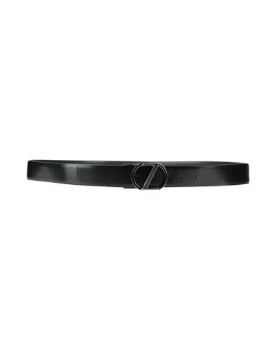 Z Zegna Man Belt Black Size 34 Leather