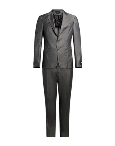 Z Zegna Man Suit Charcoal Size 34 Wool, Mohair Wool In Gray