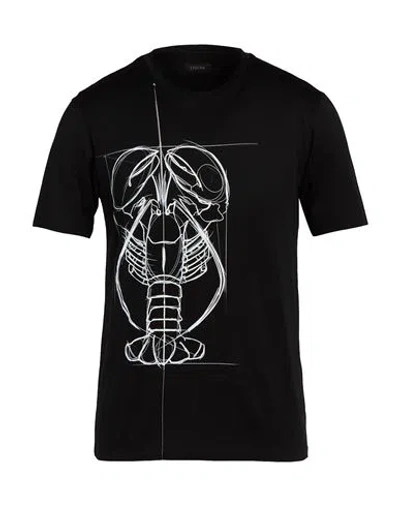 Z Zegna Man T-shirt Black Size S Cotton