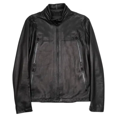 Pre-owned Z Zegna Men's Black Minimalist Leather Jacket, Size S/m, Italy, 2010