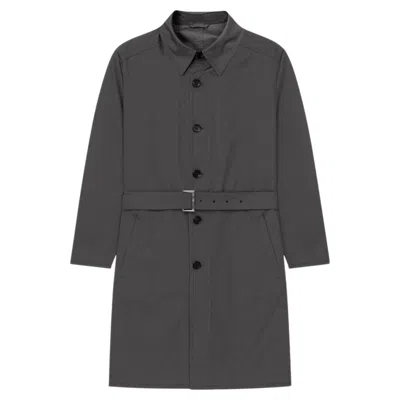 Pre-owned Z Zegna Men's Lightweight Grey Coat Xxl With Leather Details, Italy In Gray