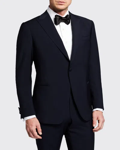 Z Zegna Men's Solid Wool Peak-lapel Tuxedo In Navy