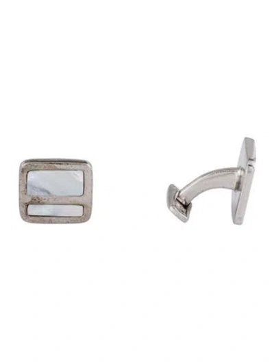 Pre-owned Z Zegna Mother Of Pearl Square Cufflinks In Multi