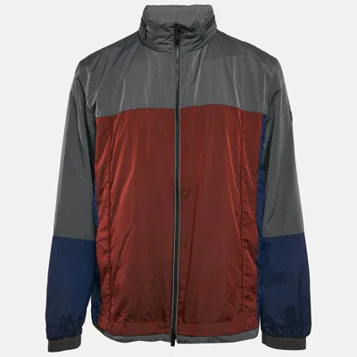 Pre-owned Z Zegna Multicolor Nylon Color-block Zip-up Hooded Jacket Xl
