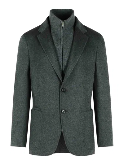 Z Zegna Oasi Beaver Grey Cashmere Jacket In Green