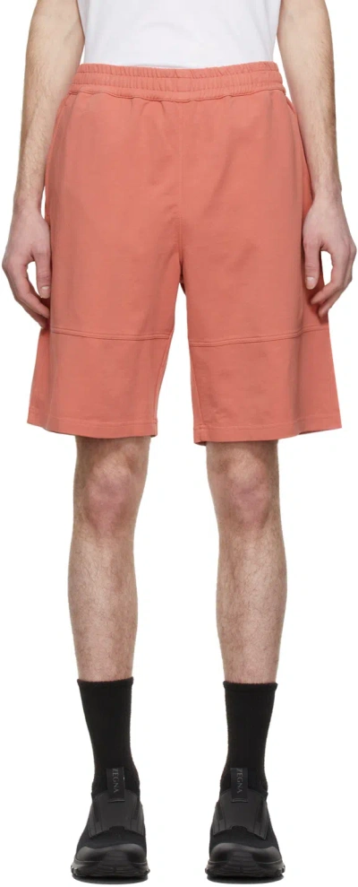 Z Zegna Pink Solid French Terry Shorts In R02 Coral
