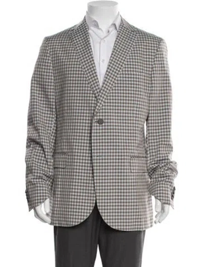 Pre-owned Z Zegna Plaid Print Blazer In Neutral