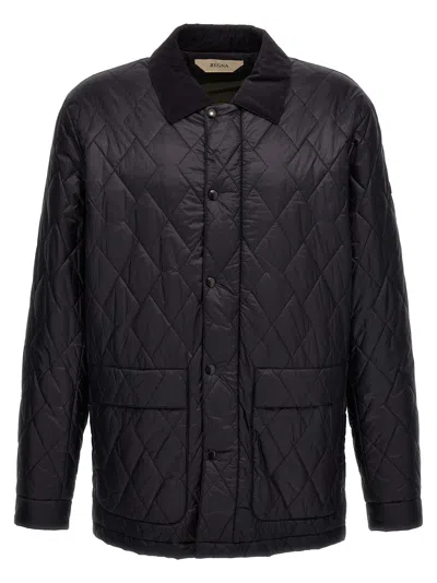Z Zegna Quilted Ec-nylon Jacket In Blue