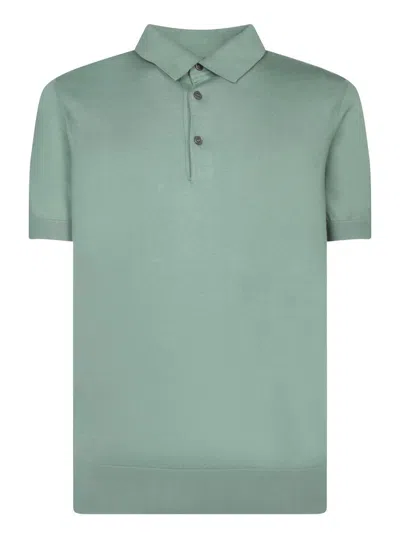 Z Zegna Short Sleeved Knitted Polo Shirt In Green