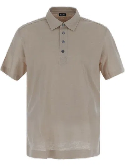 Z Zegna Short Sleeved Straight In Beige