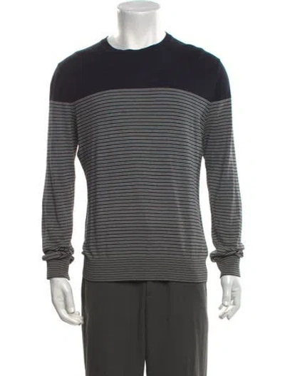 Pre-owned Z Zegna Silk Striped Pullover In Blue