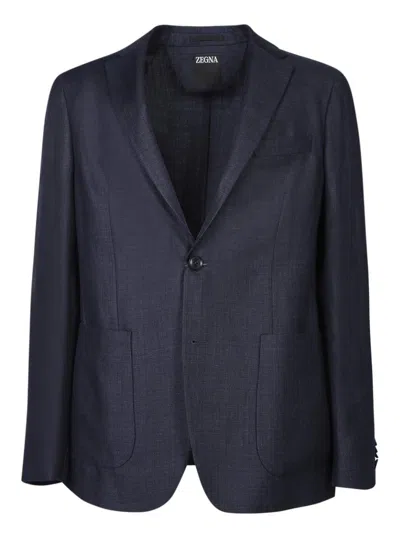 Z Zegna Single Breasted Tailored Blazer In Blue