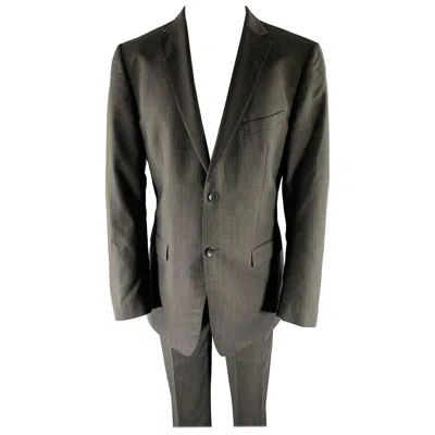 Pre-owned Z Zegna Size 44 Grey Black Nailhead Wool Notch Lapel Suit In Gray