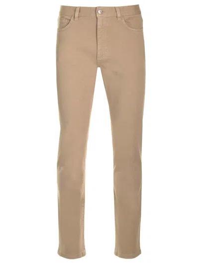 Z Zegna Slim Fit Rock Jeans In Beige