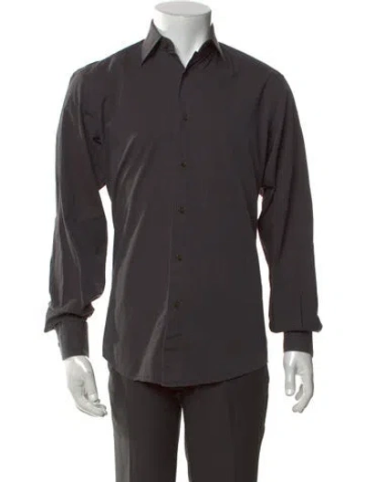 Pre-owned Z Zegna Striped Long Sleeve Dress Shirt In Grey