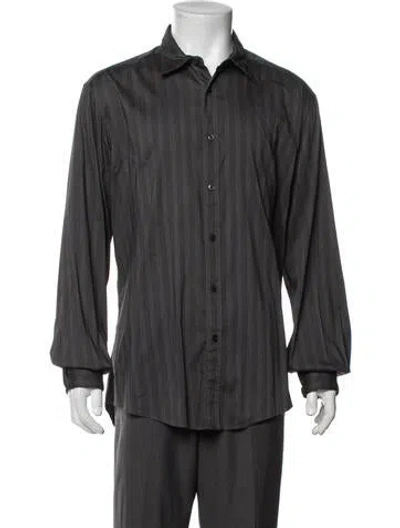 Pre-owned Z Zegna Striped Long Sleeve Dress Shirt In Grey