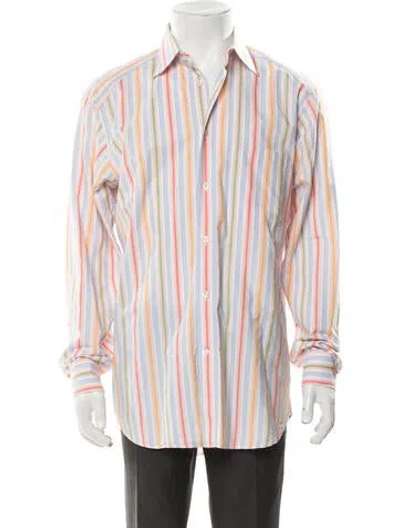 Pre-owned Z Zegna Striped Long Sleeve Shirt In Pink