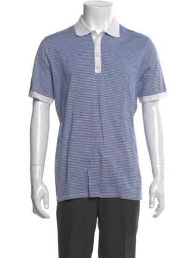 Pre-owned Z Zegna Striped Short Sleeve Shirt In Blue