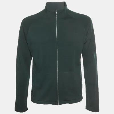 Pre-owned Z Zegna Technomerino Green Wool Zip Up Sweatshirt M