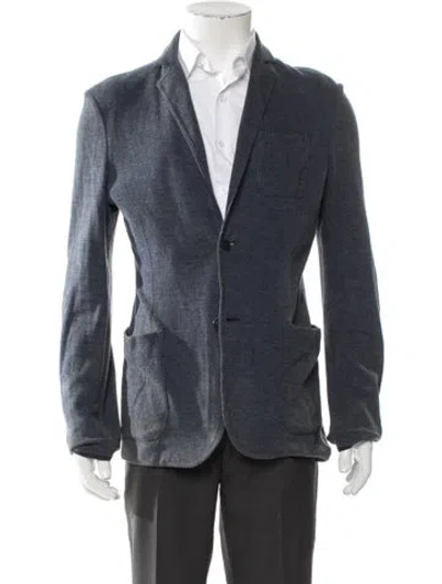 Pre-owned Z Zegna Tweed Pattern Moto Jacket In Blue