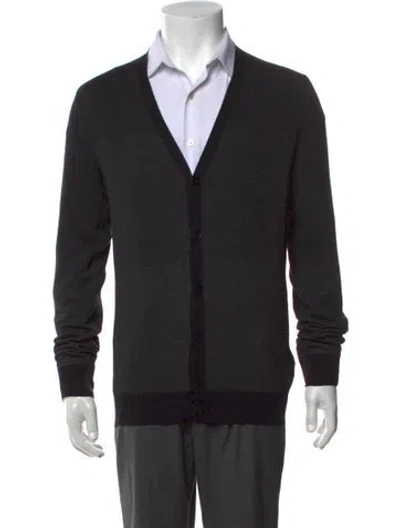 Pre-owned Z Zegna V-neck Long Sleeve Cardigan In Black