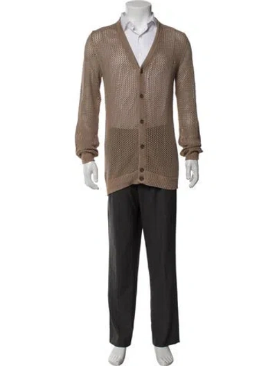 Pre-owned Z Zegna V-neck Long Sleeve Cardigan In Brown