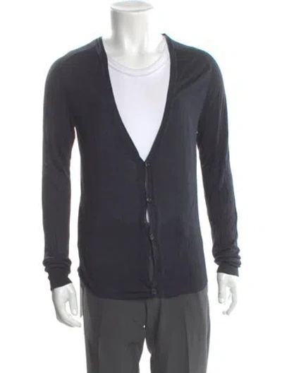 Pre-owned Z Zegna V-neck Long Sleeve Cardigan In Gray