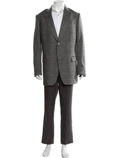 Pre-owned Z Zegna Wool Patterned Blazer In Gray