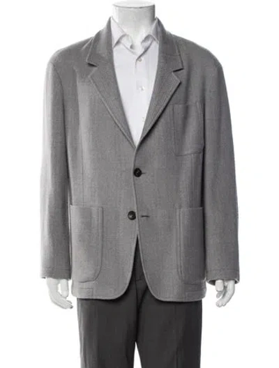 Pre-owned Z Zegna Wool Patterned Coat In Gray