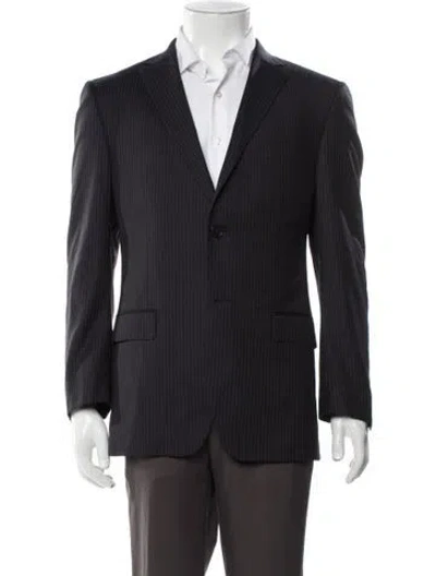 Pre-owned Z Zegna Wool Striped Blazer In Blue