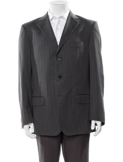Pre-owned Z Zegna Wool Striped Blazer In Gray