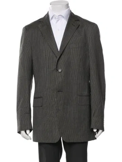 Pre-owned Z Zegna Wool Striped Blazer In Green