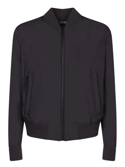 Z Zegna Zipped Bomber Jacket In Grey